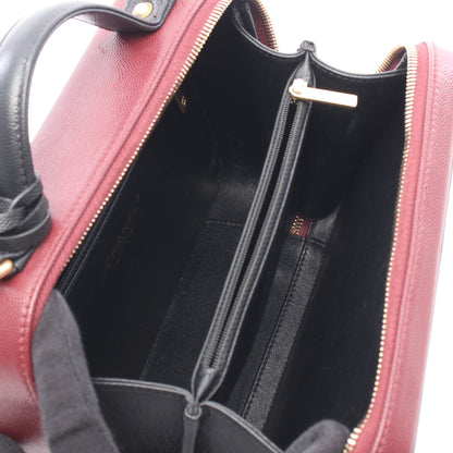 CCフィグリー スモール バニティバッグ 2WAY チェーンショルダーバッグ キャビアスキン ボルドー ブラック ゴールド金具 シャネル バッグ CHANEL