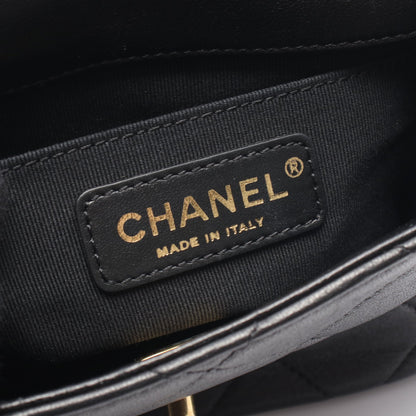 ミニマトラッセ トップハンドル 2WAY チェーンショルダーバッグ ラムスキン ブラック ゴールド金具 シャネル バッグ CHANEL