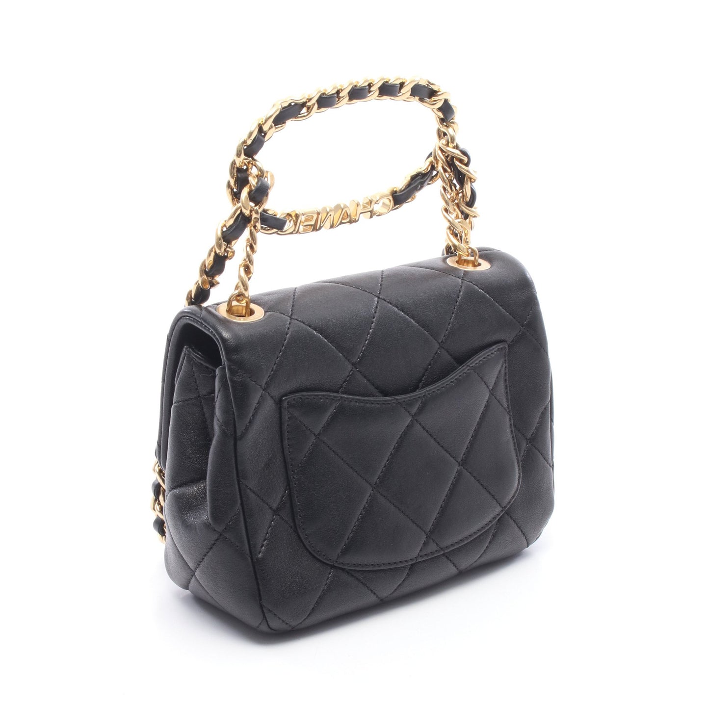 ミニマトラッセ トップハンドル 2WAY チェーンショルダーバッグ ラムスキン ブラック ゴールド金具 シャネル バッグ CHANEL