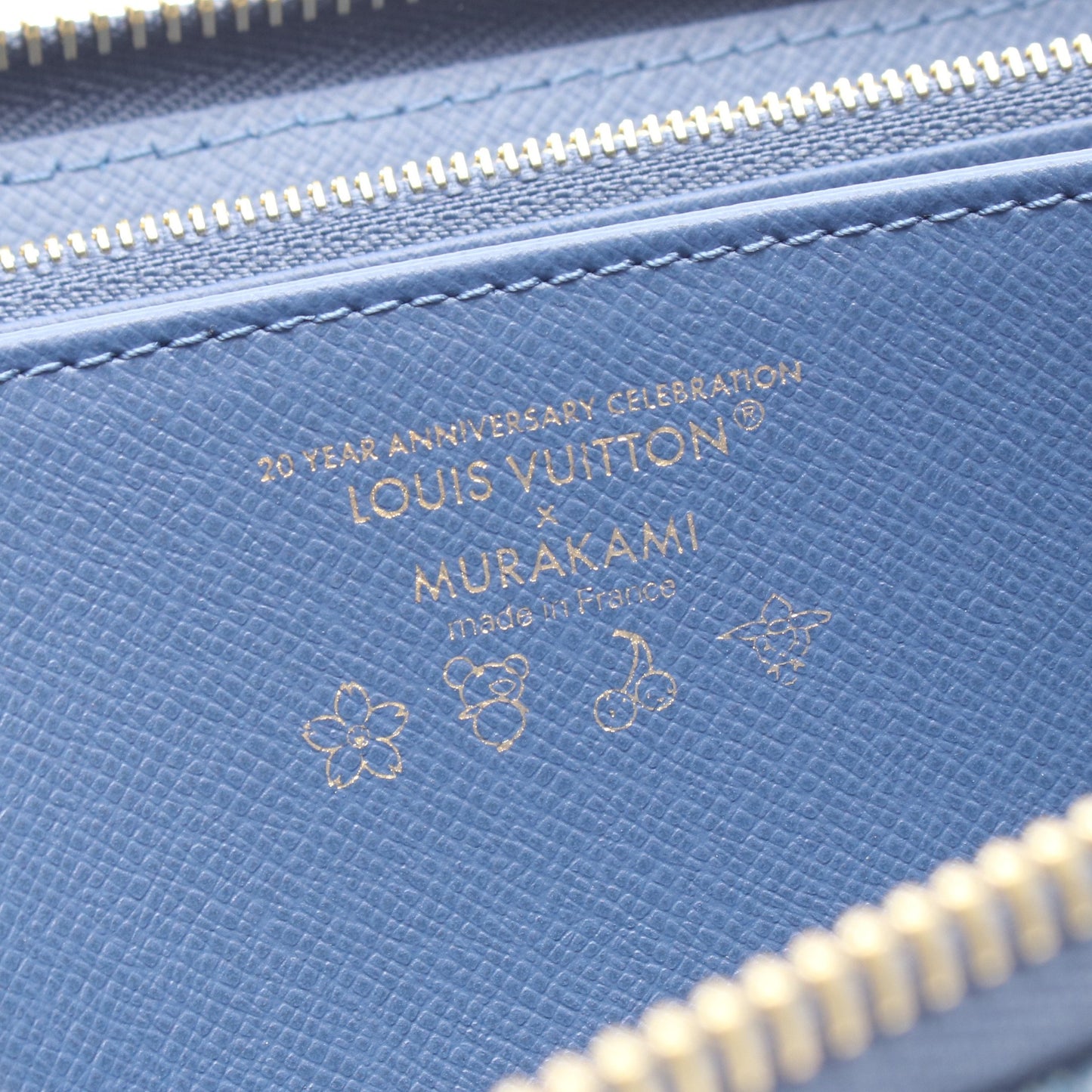 LOUIS VUITTON × 村上隆 ジッピーウォレット モノグラムチェリーデニム ラウンドファスナー長財布 デニム ブルー ルイヴィトン 財布・小物 LOUIS VUITTON
