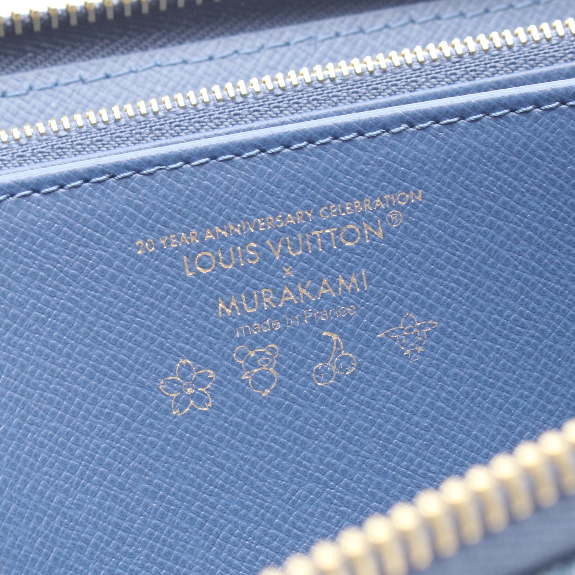 LOUIS VUITTON × 村上隆 ジッピーウォレット モノグラムチェリーデニム ラウンドファスナー長財布 デニム ブルー ルイヴィトン 財布・小物 LOUIS VUITTON