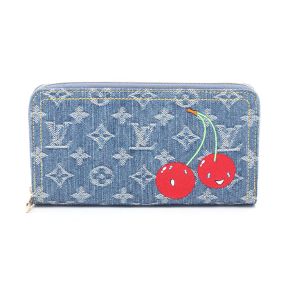 LOUIS VUITTON × 村上隆 ジッピーウォレット モノグラムチェリーデニム ラウンドファスナー長財布 デニム ブルー ルイヴィトン 財布・小物 LOUIS VUITTON