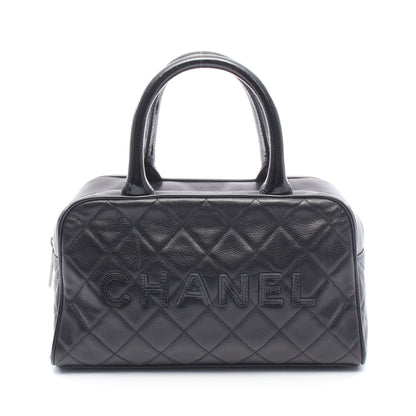 マトラッセ ミニ ハンドバッグ ミニボストンバッグ レザー エナメルレザー ブラック シルバー金具 シャネル バッグ CHANEL