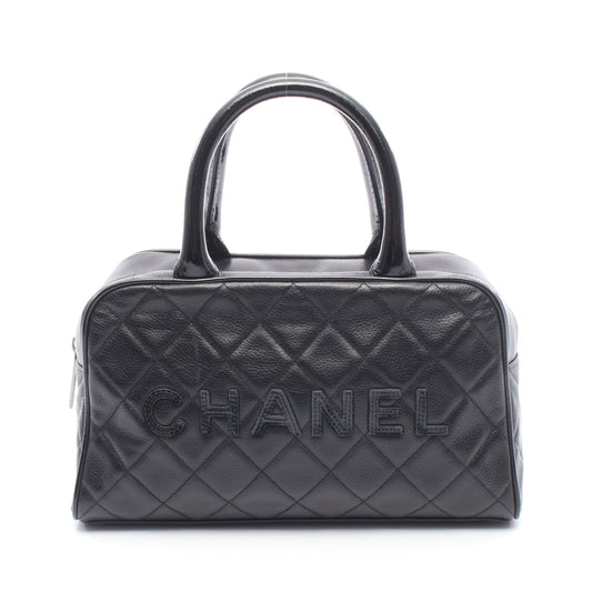 マトラッセ ミニ ハンドバッグ ミニボストンバッグ レザー エナメルレザー ブラック シルバー金具 シャネル バッグ CHANEL