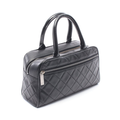 マトラッセ ミニ ハンドバッグ ミニボストンバッグ レザー エナメルレザー ブラック シルバー金具 シャネル バッグ CHANEL