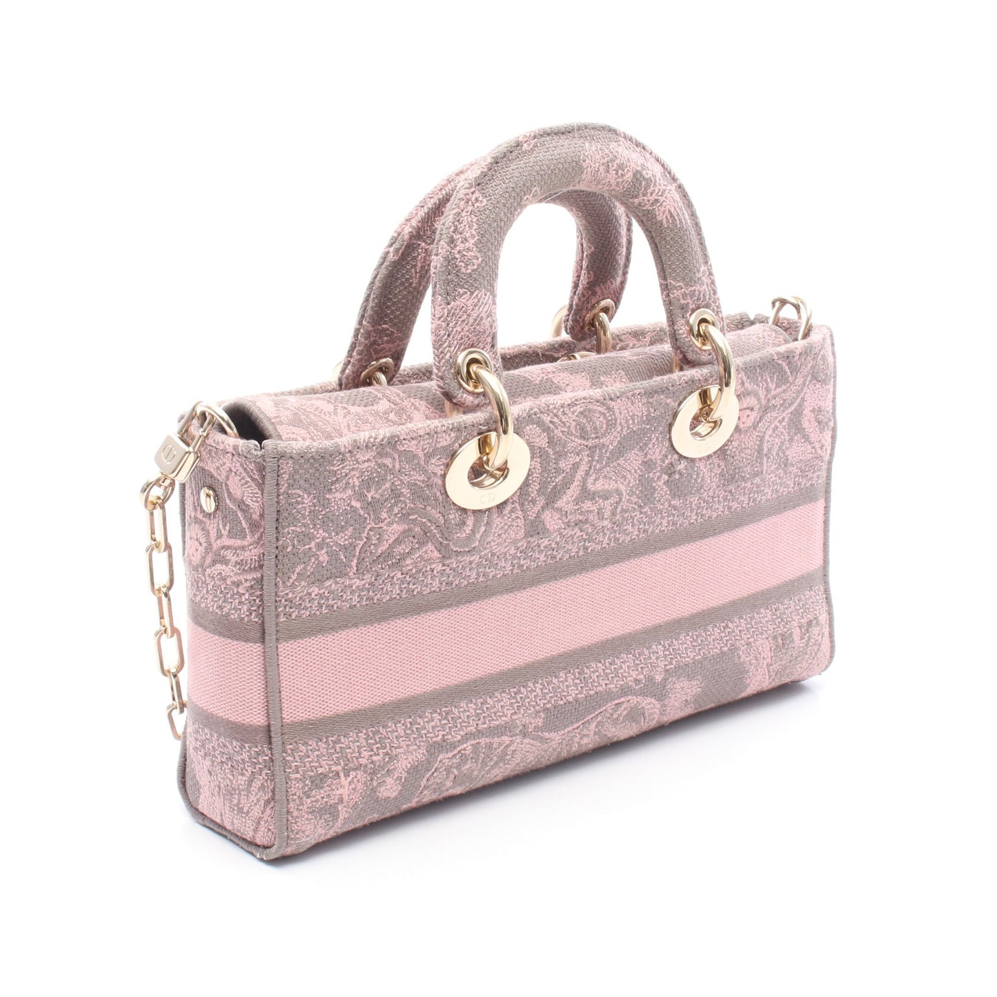 LADY D-Joy ミディアム 2WAY ハンドバッグ キャンバス ピンク グレー クリスチャンディオール バッグ Christian Dior