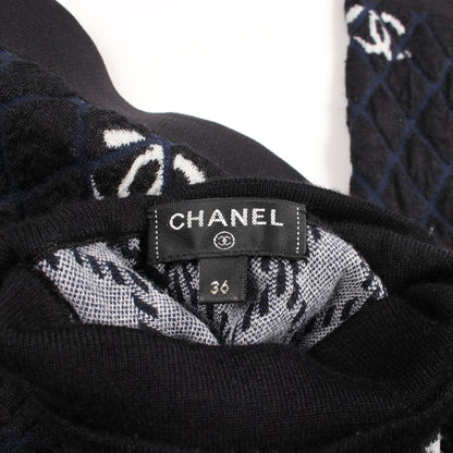 ロゴ チェック ハイネック ニット カシミヤ ウール ブラック オフホワイト ネイビー シャネル トップス CHANEL
