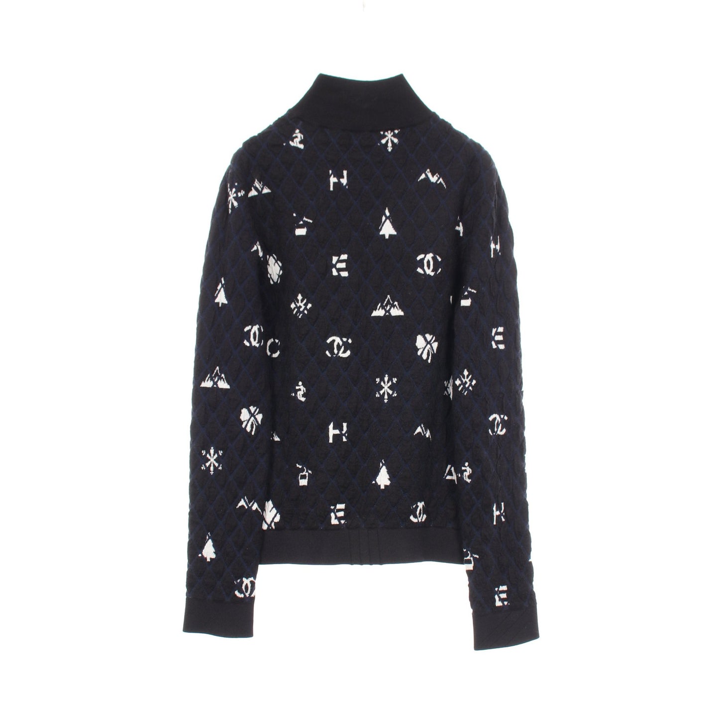 ロゴ チェック ハイネック ニット カシミヤ ウール ブラック オフホワイト ネイビー シャネル トップス CHANEL