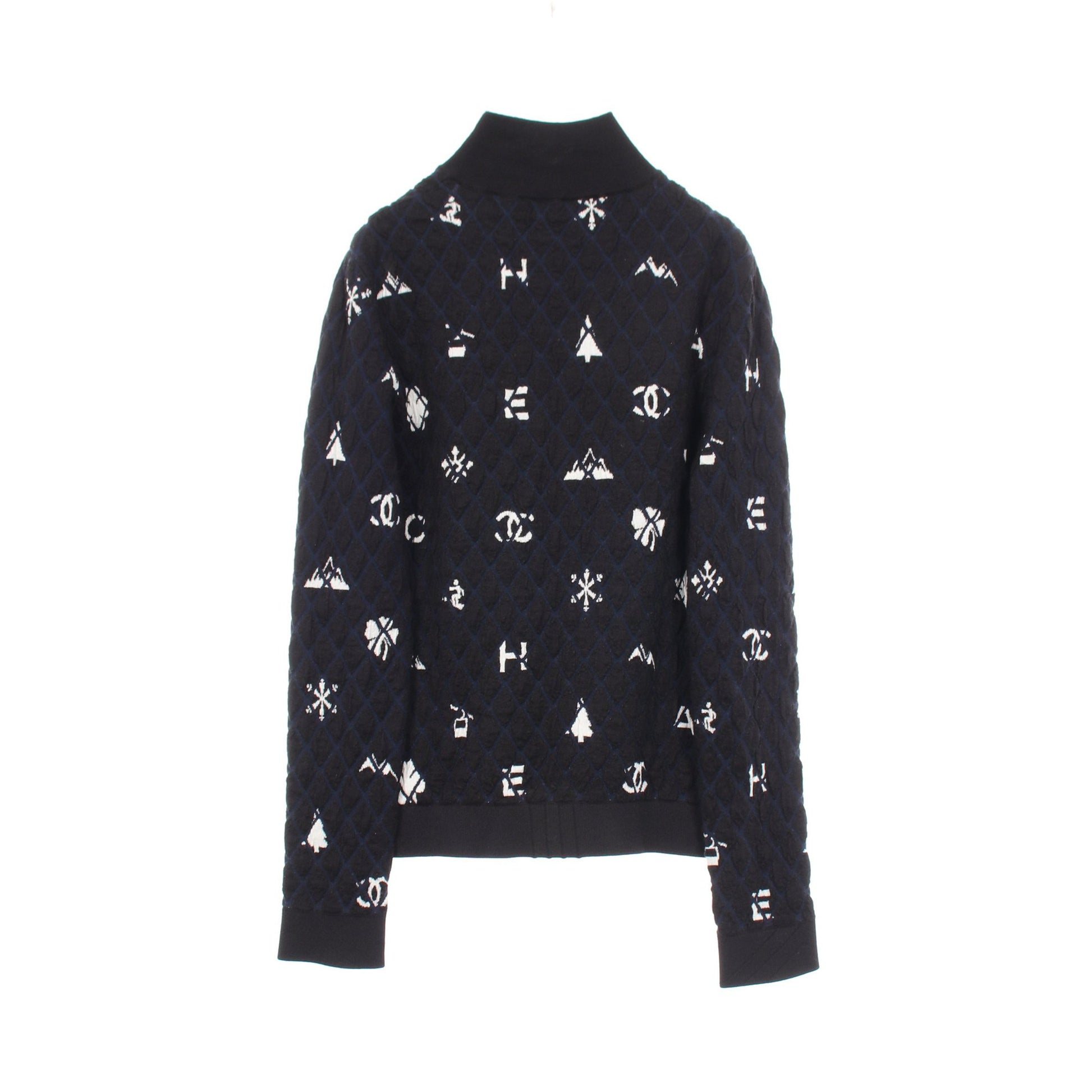 ロゴ チェック ハイネック ニット カシミヤ ウール ブラック オフホワイト ネイビー シャネル トップス CHANEL
