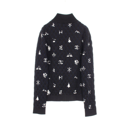 ロゴ チェック ハイネック ニット カシミヤ ウール ブラック オフホワイト ネイビー シャネル トップス CHANEL