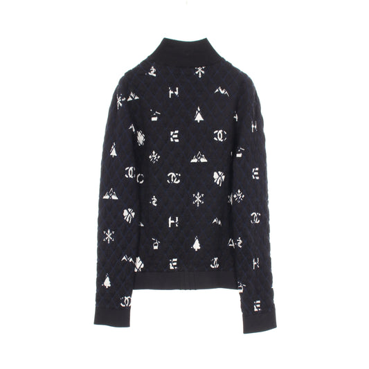 ロゴ チェック ハイネック ニット カシミヤ ウール ブラック オフホワイト ネイビー シャネル トップス CHANEL