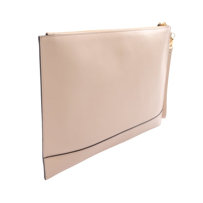 Large Flat Pouch クラッチバッグ レザー ピンクベージュ フェンディ