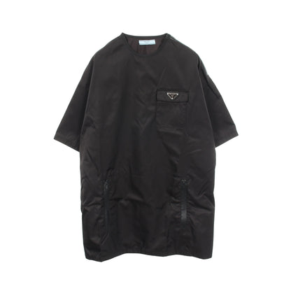 Re-Nylon 三角プレート 半袖 ワンピース ナイロン ブラック プラダ