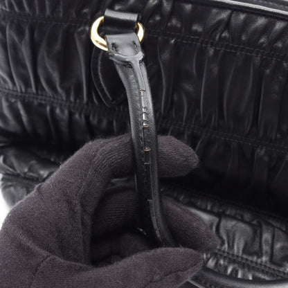 TESSUTO + SOFT CA 2WAY ハンドバッグ レザー ブラック プラダ
