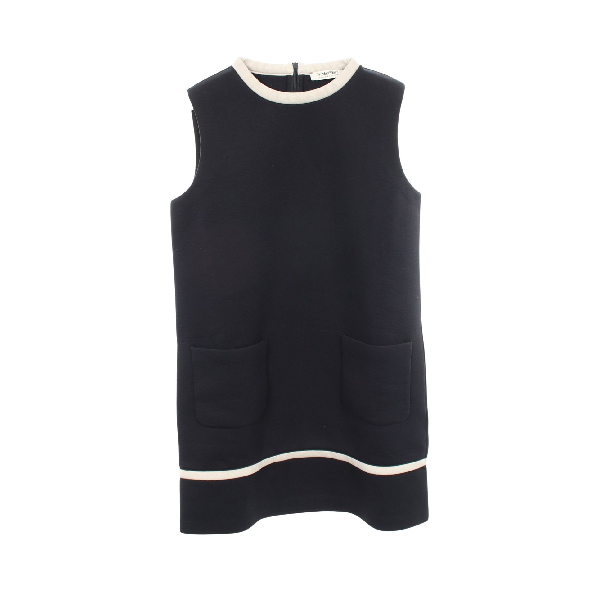 ノースリーブ ワンピース ビスコース ネイビー ライトグレー エスマックスマーラ ワンピース S Max Mara