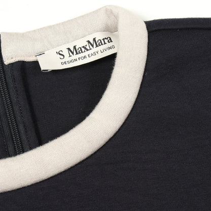ノースリーブ ワンピース ビスコース ネイビー ライトグレー エスマックスマーラ ワンピース S Max Mara