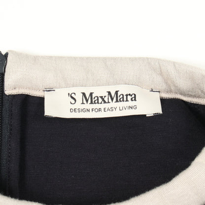 ノースリーブ ワンピース ビスコース ネイビー ライトグレー エスマックスマーラ ワンピース S Max Mara