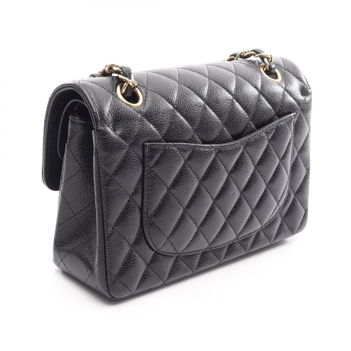 マトラッセ Wフラップ Wチェーンショルダーバッグ キャビアスキン ブラック ゴールド金具 シャネル バッグ CHANEL