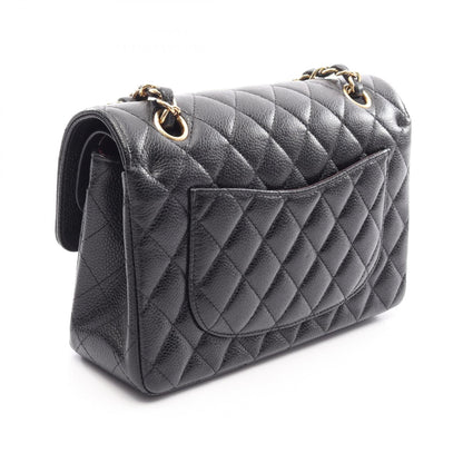 マトラッセ Wフラップ Wチェーンショルダーバッグ キャビアスキン ブラック ゴールド金具 シャネル バッグ CHANEL