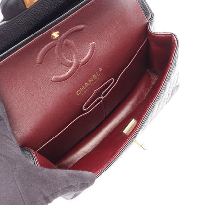 マトラッセ Wフラップ Wチェーンショルダーバッグ キャビアスキン ブラック ゴールド金具 シャネル バッグ CHANEL