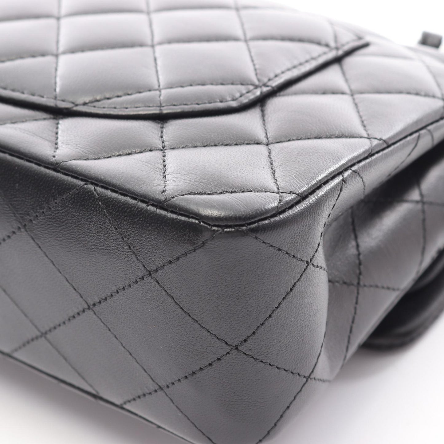 マトラッセ Wフラップ Wチェーンショルダーバッグ ラムスキン ブラック シルバー金具 シャネル バッグ CHANEL