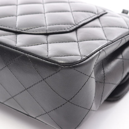 マトラッセ Wフラップ Wチェーンショルダーバッグ ラムスキン ブラック シルバー金具 シャネル バッグ CHANEL