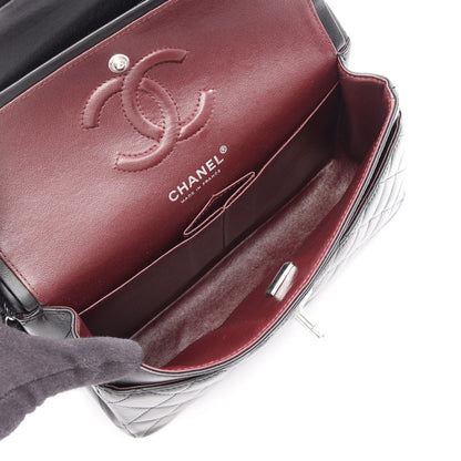マトラッセ Wフラップ Wチェーンショルダーバッグ ラムスキン ブラック シルバー金具 シャネル バッグ CHANEL