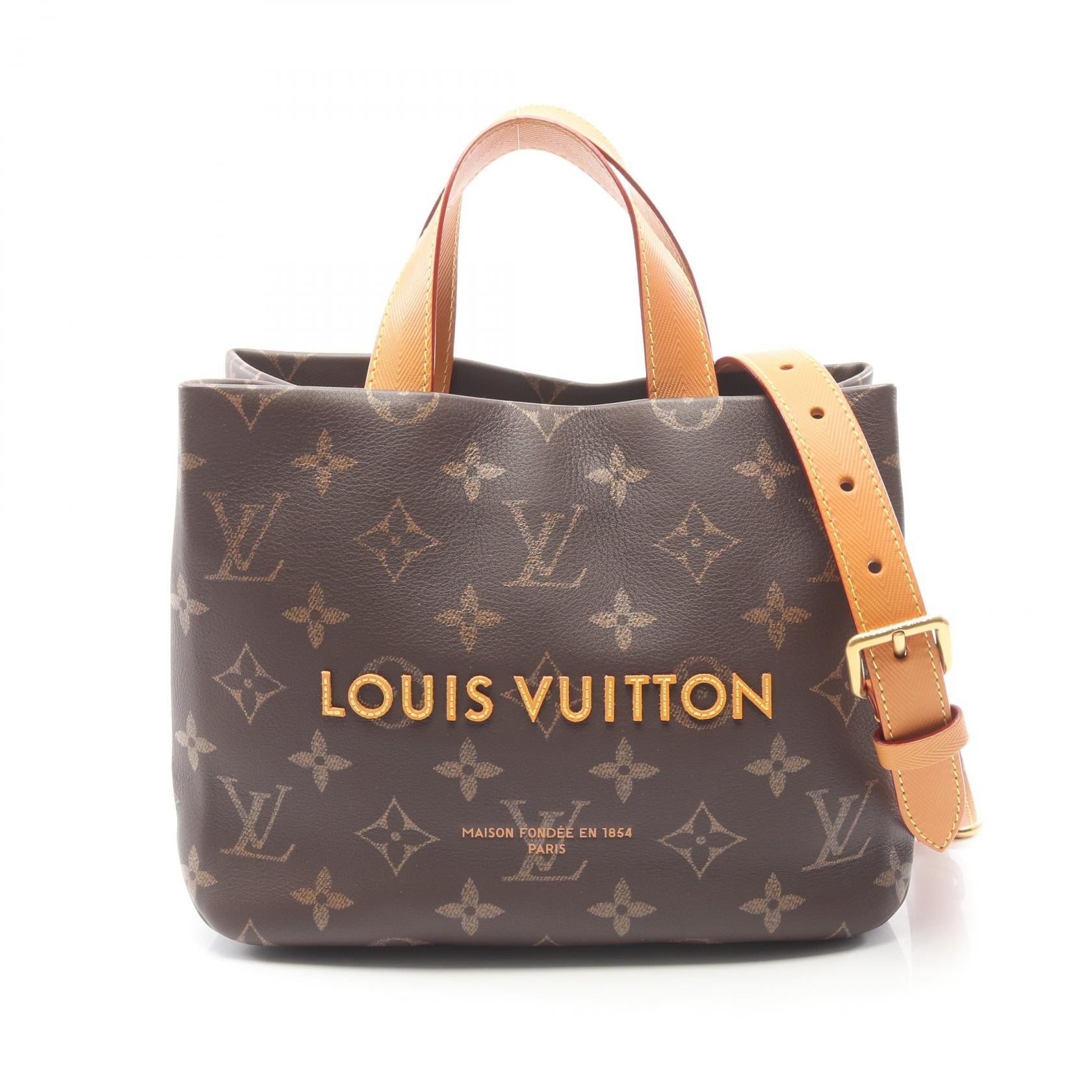 ショッパー トートMINI 2WAY ハンドバッグ トートバッグ レザー ブラウン イエローブラウン ルイヴィトン バッグ LOUIS VUITTON