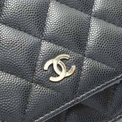 マトラッセ ミニ チェーンウォレット キャビアスキン ブラック ゴールド金具 シャネル バッグ CHANEL