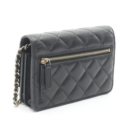 マトラッセ ミニ チェーンウォレット キャビアスキン ブラック ゴールド金具 シャネル バッグ CHANEL