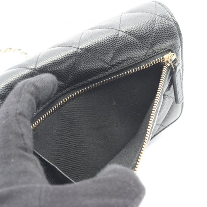 マトラッセ ミニ チェーンウォレット キャビアスキン ブラック ゴールド金具 シャネル バッグ CHANEL