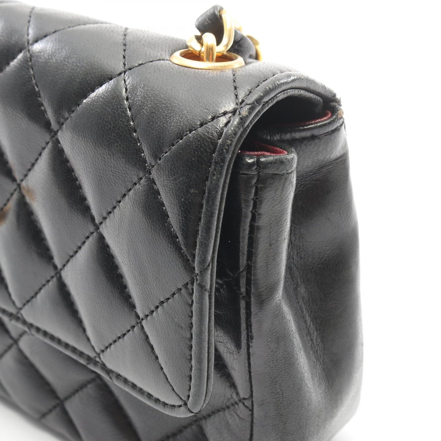 マトラッセ ミニ チェーンショルダーバッグ ラムスキン ブラック ゴールド金具 シャネル バッグ CHANEL