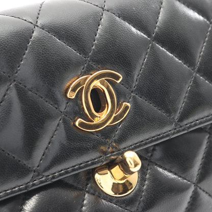 マトラッセ ミニ チェーンショルダーバッグ ラムスキン ブラック ゴールド金具 シャネル バッグ CHANEL