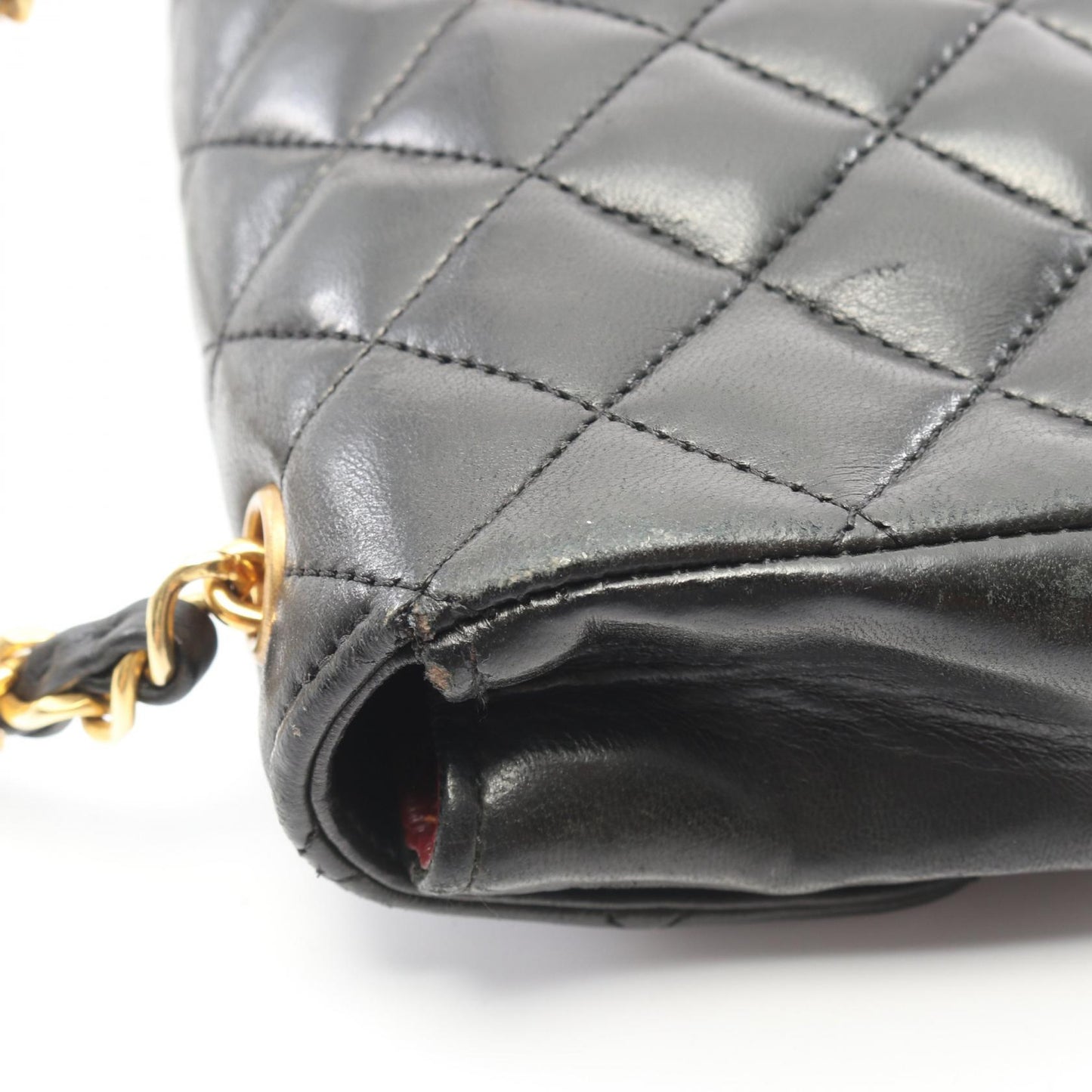 マトラッセ ミニ チェーンショルダーバッグ ラムスキン ブラック ゴールド金具 シャネル バッグ CHANEL