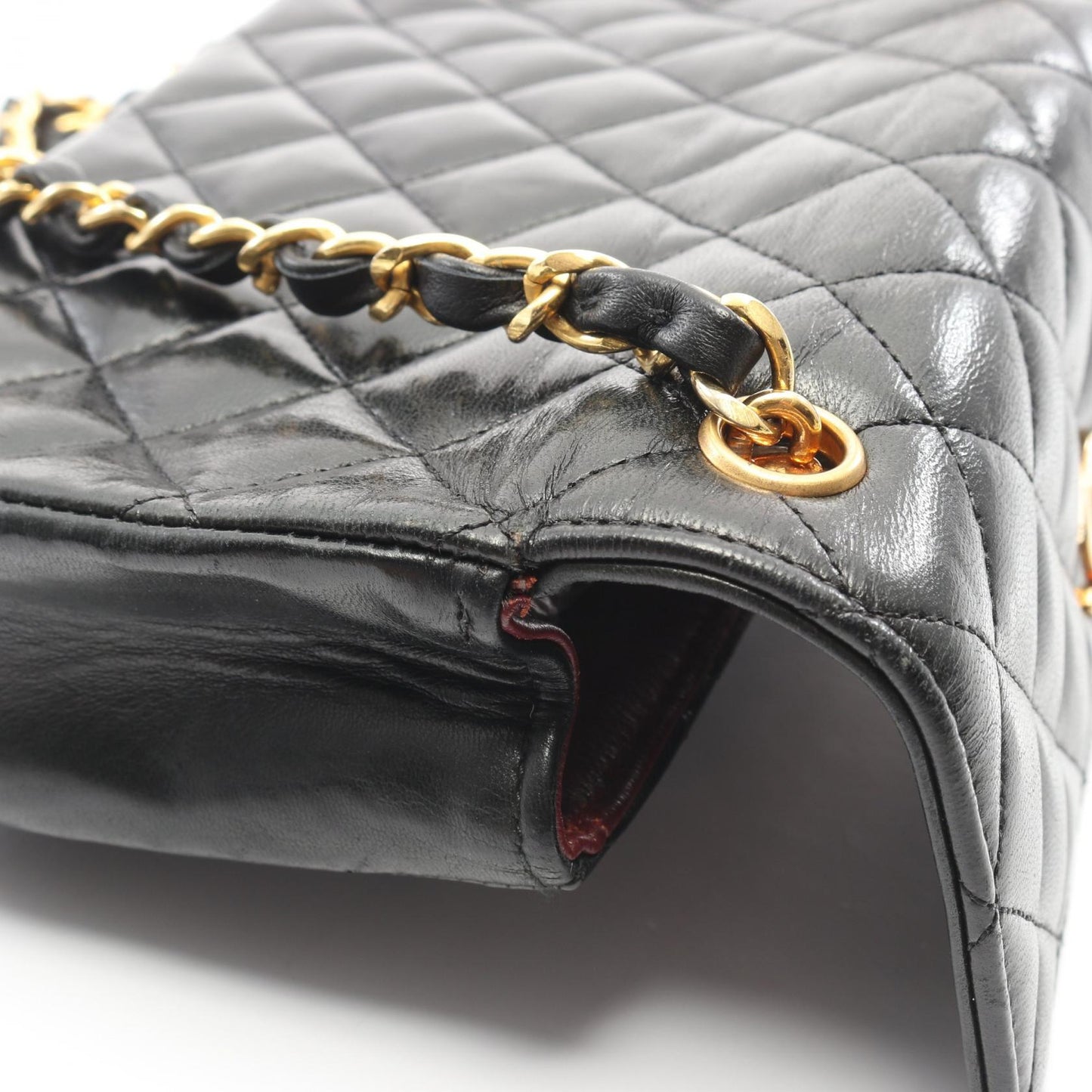 マトラッセ ミニ チェーンショルダーバッグ ラムスキン ブラック ゴールド金具 シャネル バッグ CHANEL