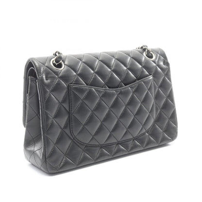 マトラッセ Wフラップ Wチェーンショルダーバッグ ラムスキン ブラック シルバー金具 シャネル バッグ CHANEL