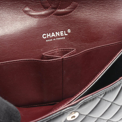 マトラッセ Wフラップ Wチェーンショルダーバッグ ラムスキン ブラック シルバー金具 シャネル バッグ CHANEL