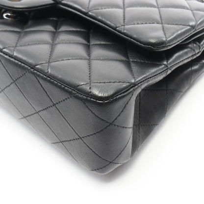 マトラッセ Wフラップ Wチェーンショルダーバッグ ラムスキン ブラック シルバー金具 シャネル バッグ CHANEL