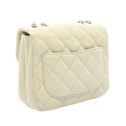マトラッセ スモールフラップ チェーンショルダーバッグ キャビアスキン アイボリー シルバー金具 シャネル バッグ CHANEL