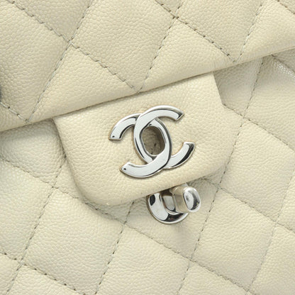 マトラッセ スモールフラップ チェーンショルダーバッグ キャビアスキン アイボリー シルバー金具 シャネル バッグ CHANEL