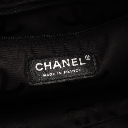 カンボンライン ボーリングバッグ ショルダーバッグ レザー ベージュ ブラック シルバー金具 シャネル バッグ CHANEL