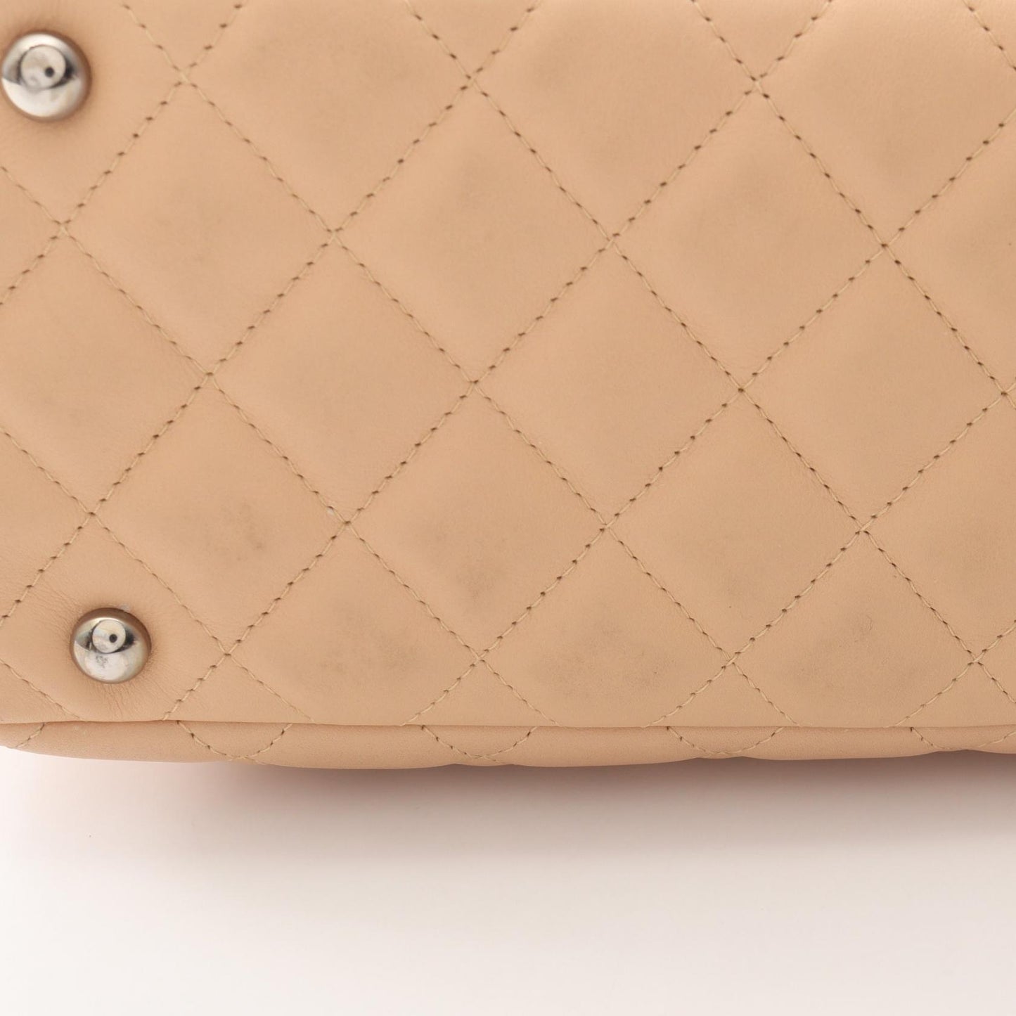 カンボンライン ボーリングバッグ ショルダーバッグ レザー ベージュ ブラック シルバー金具 シャネル バッグ CHANEL