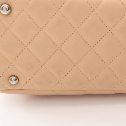 カンボンライン ボーリングバッグ ショルダーバッグ レザー ベージュ ブラック シルバー金具 シャネル バッグ CHANEL