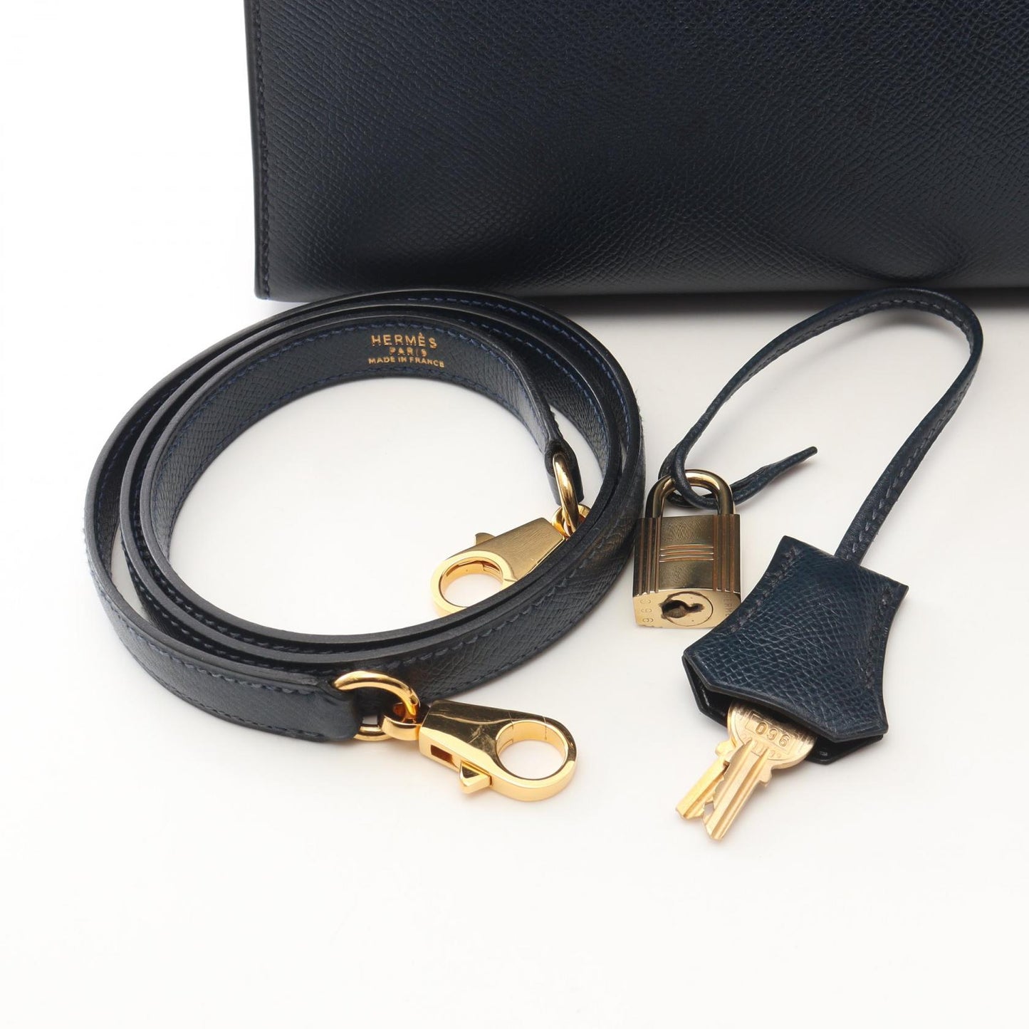 ケリー32 外縫い 2WAY ブルーインディゴ ハンドバッグ ヴォーエプソン ネイビー ゴールド金具 ○W刻印 エルメス バッグ HERMES
