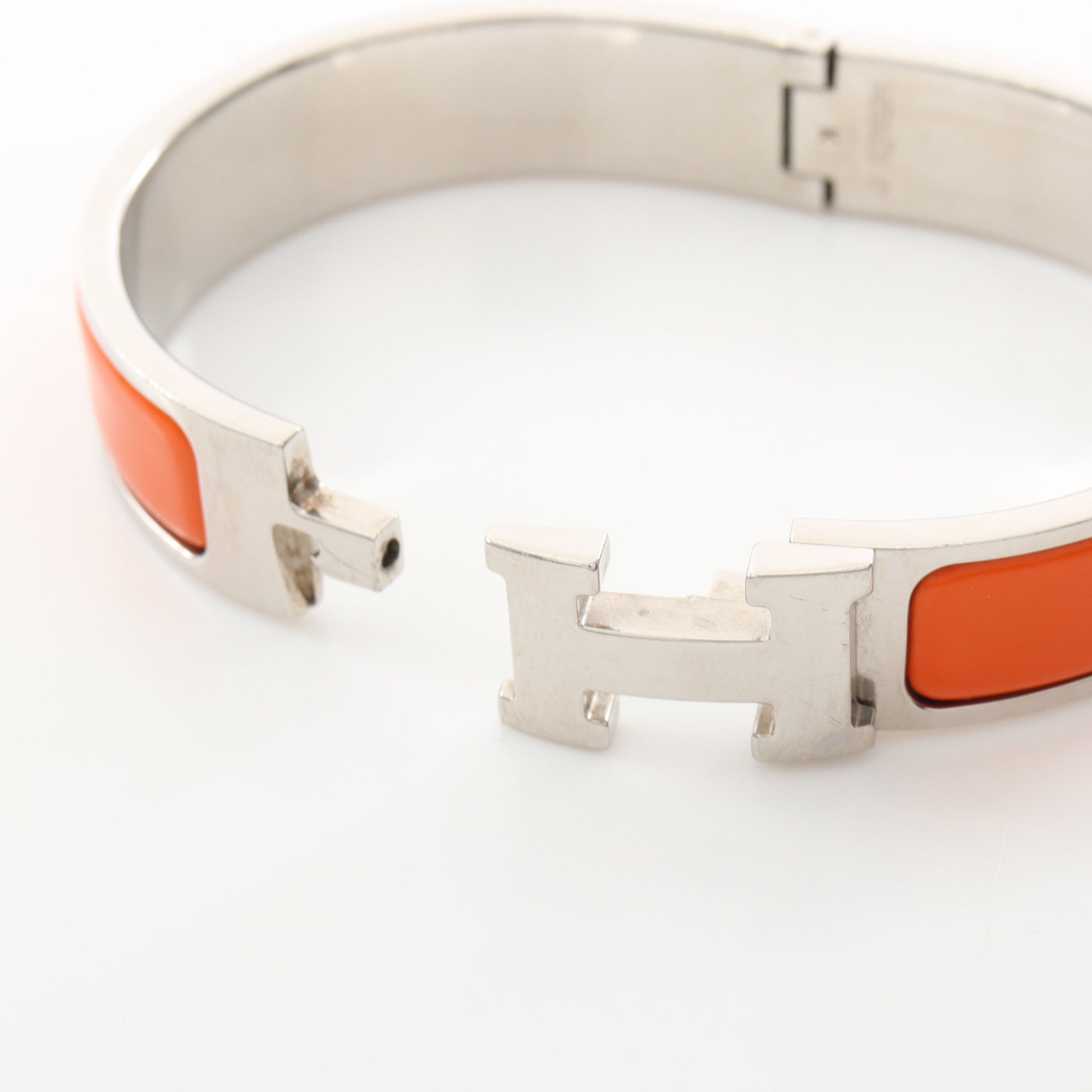 クリッククラックPM バングル エナメル シルバー オレンジ エルメス アクセサリー HERMES