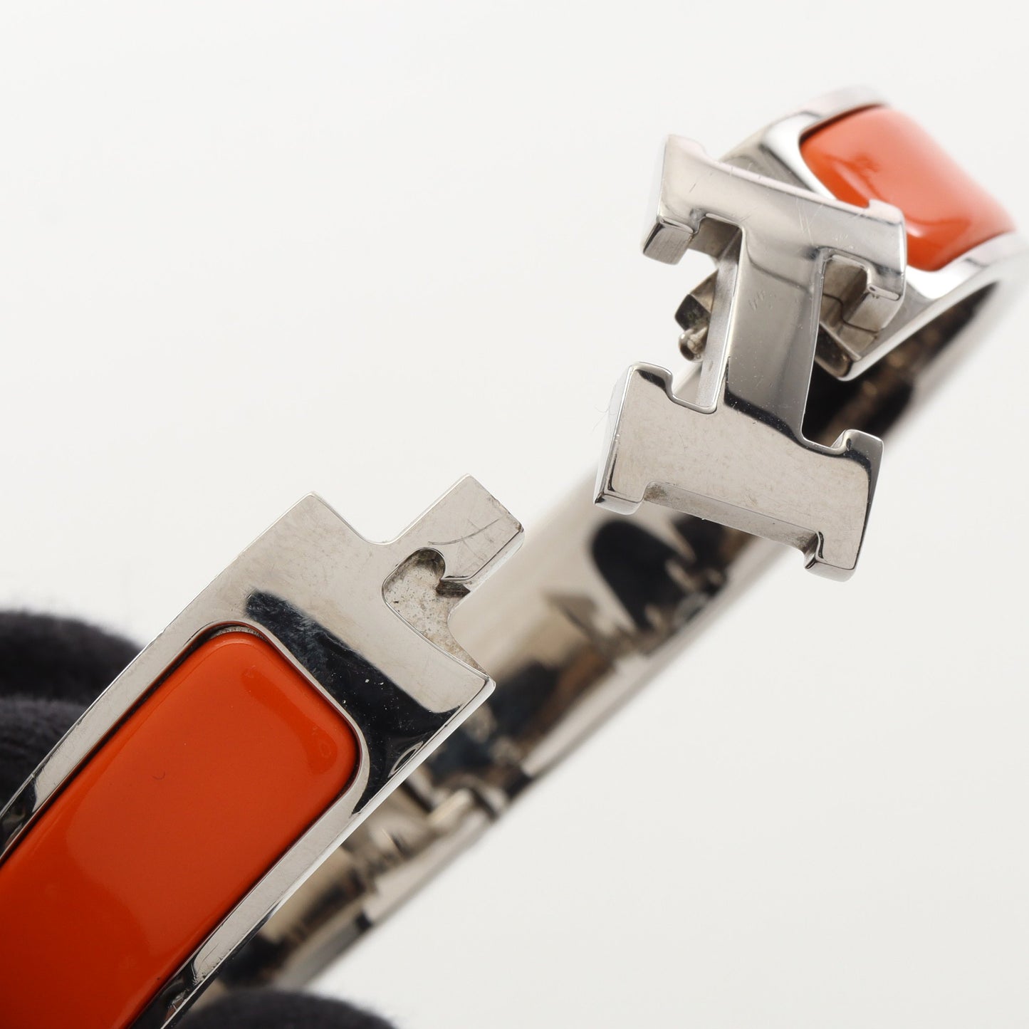 クリッククラックPM バングル エナメル シルバー オレンジ エルメス アクセサリー HERMES