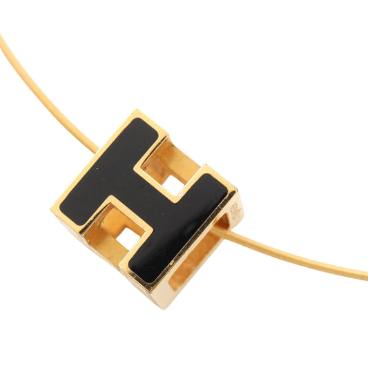 カージュドアッシュ Hキューブ ネックレス GP ゴールド ブラック エルメス アクセサリー HERMES