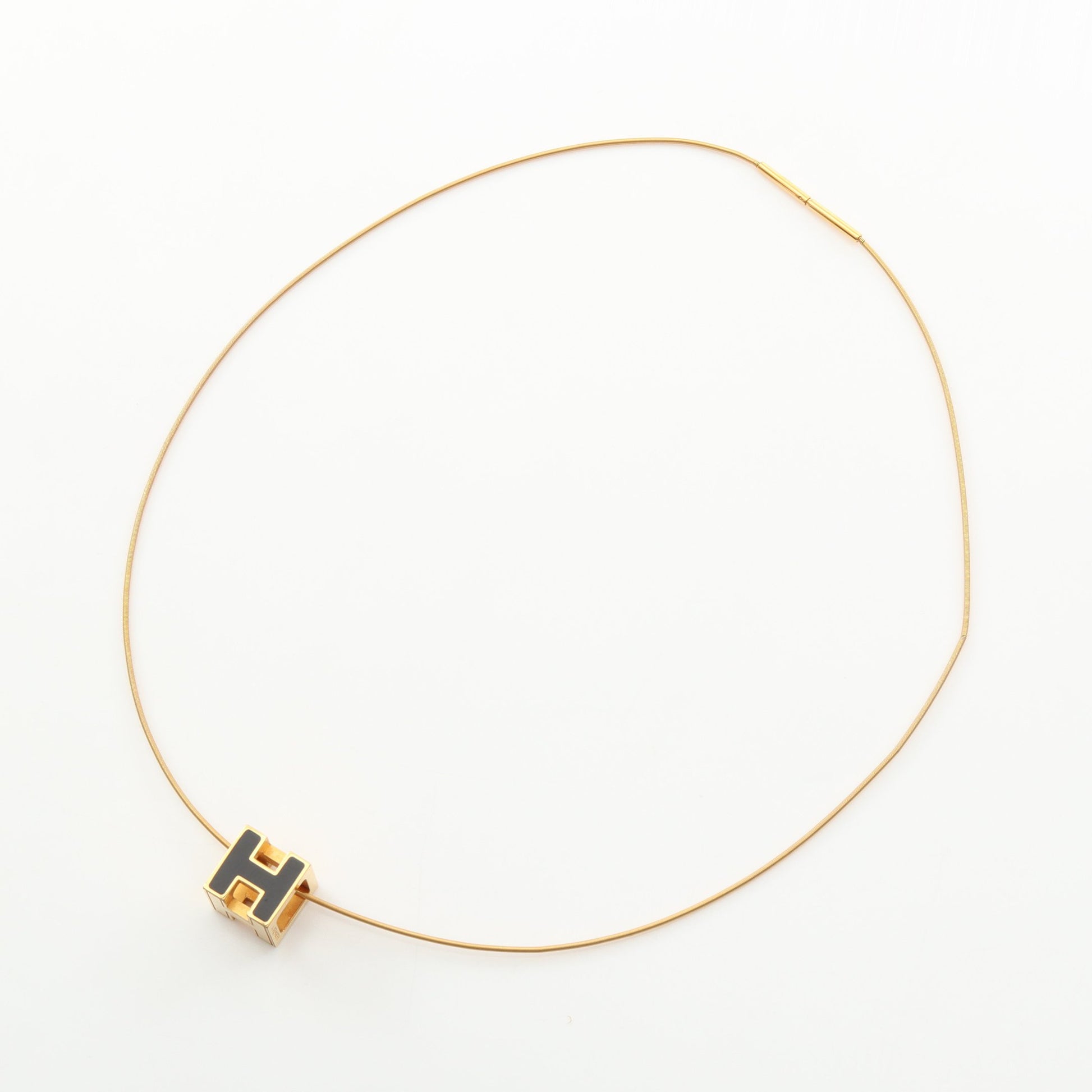 カージュドアッシュ Hキューブ ネックレス GP ゴールド ブラック エルメス アクセサリー HERMES