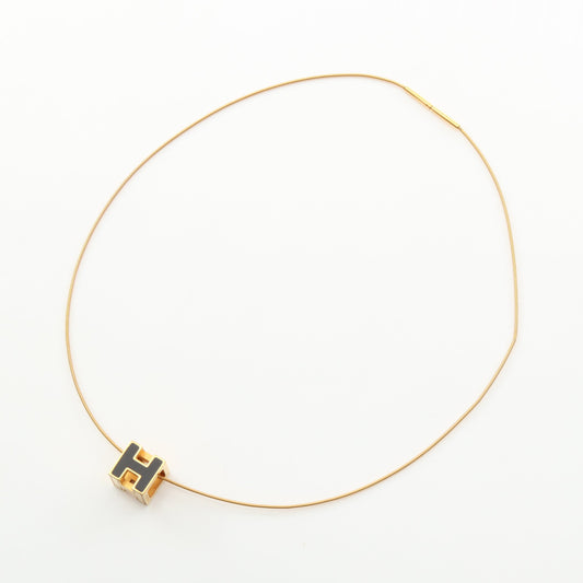 カージュドアッシュ Hキューブ ネックレス GP ゴールド ブラック エルメス アクセサリー HERMES