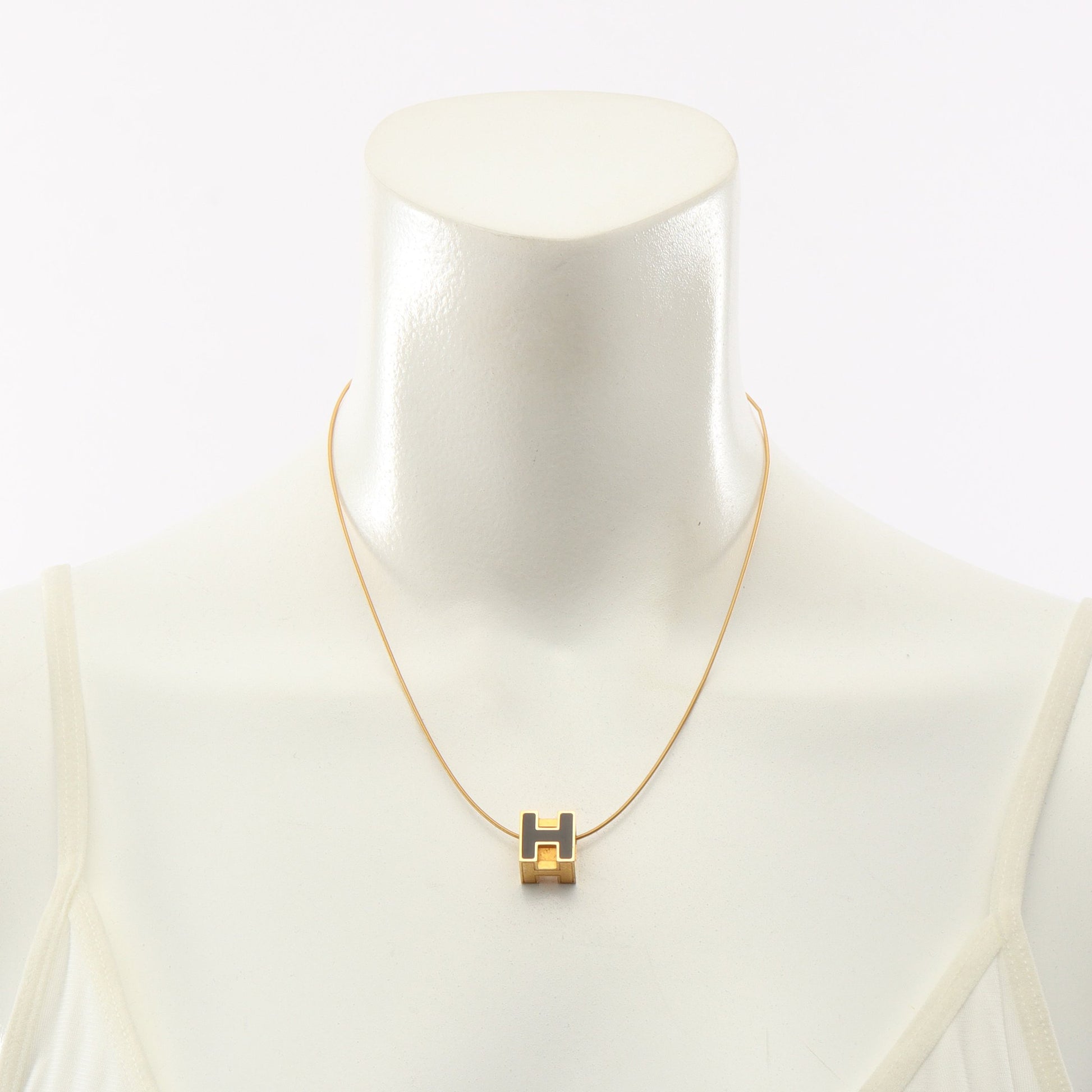 カージュドアッシュ Hキューブ ネックレス GP ゴールド ブラック エルメス アクセサリー HERMES